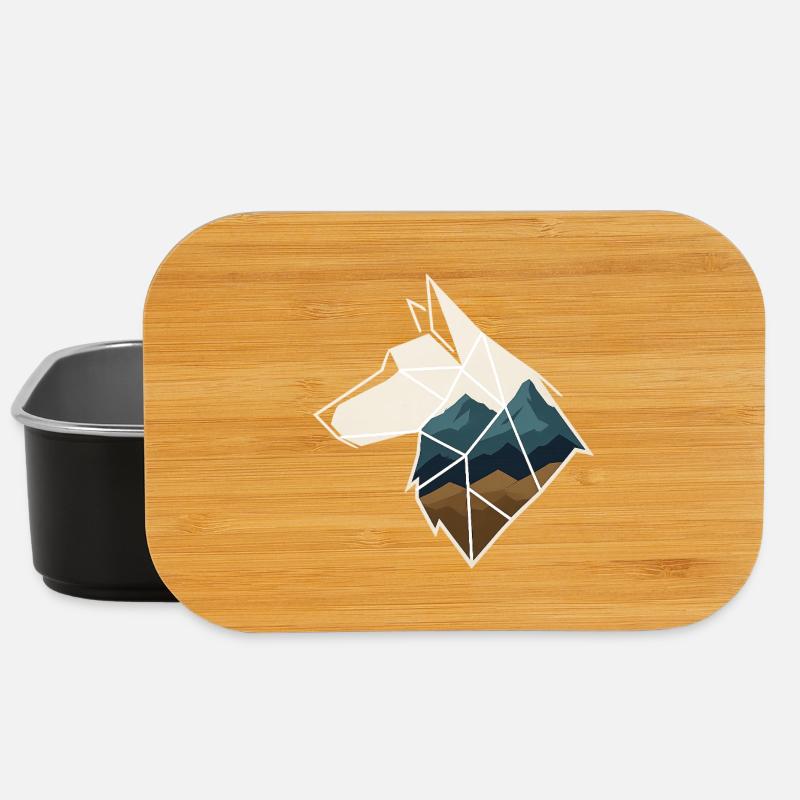 Geometric Wolf - Lunch Box - black