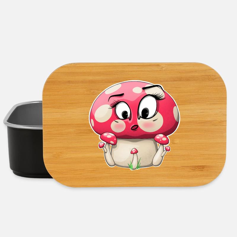 Niedliches rosa Pilz-Charakter-Design - Lunch Box - Schwarz