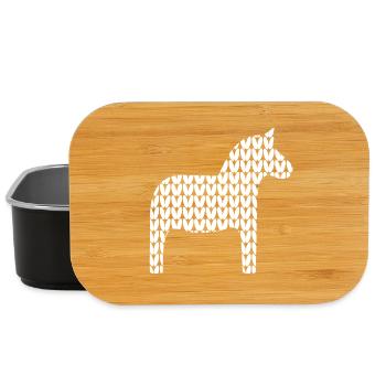 Dalapferd Strickmuster cozy Hygge Pferd skandi - Lunch Box - Schwarz - Vorne