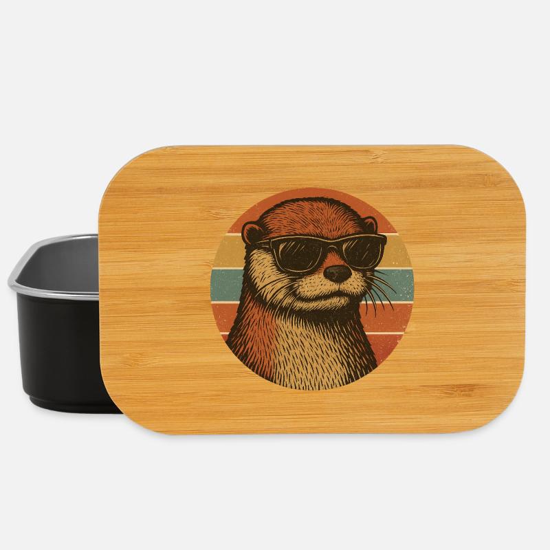 Cool Otter with Sunglasses Retro Design - Lunch Box - Schwarz