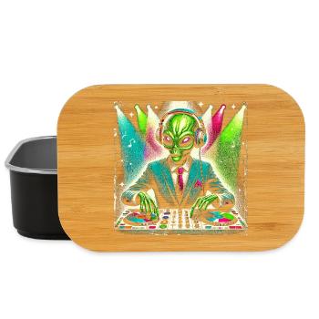 Kosmischer Außerirdischer DJ-Illustration - Lunch Box - Schwarz - Vorne