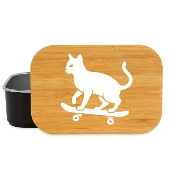 Coole Katze Skateboarder Silhouette Minimalistisch - Lunch Box - Schwarz - Vorne