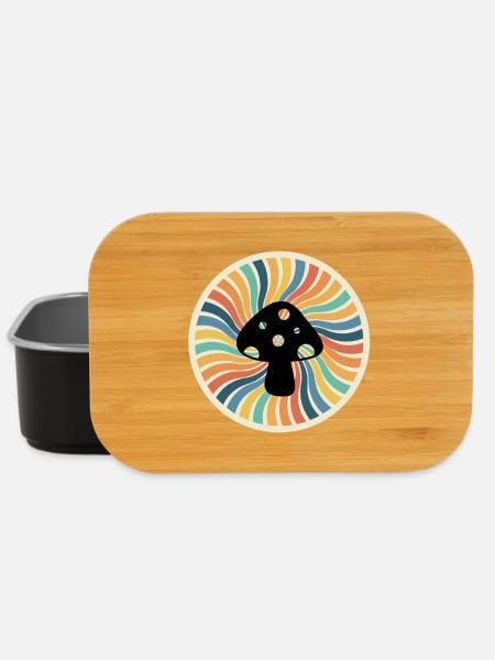 Retro Psychedelic Mushroom, Vintage Design T-Shirt - Lunch Box - black