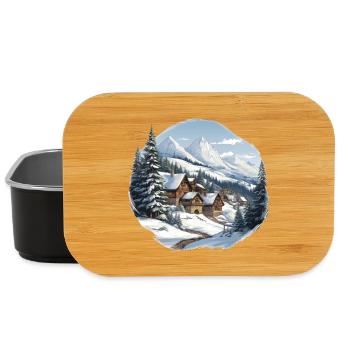Alpine huts in winter panorama - Lunch Box - black - Front