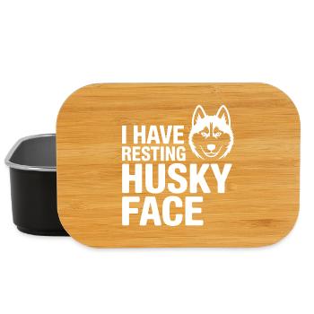 Citation drôle sur le visage d'un Husky au repos - Boîte à goûter - noir - Devant