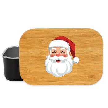 Père Noël joyeux avec illustration de chapeau rouge - Boîte à goûter - noir - Devant