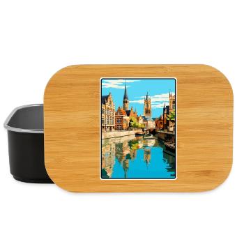 Gent Belgien Charmante Stadt Skyline Illustration - Lunch Box - Schwarz - Vorne