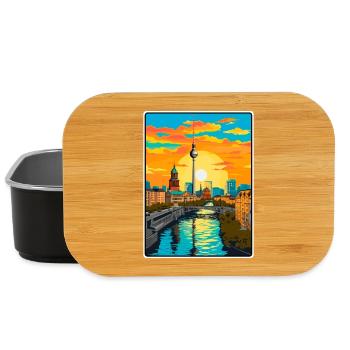 Berlin Sunset Skyline Illustration Travel Poster - Lunch Box - black - Front