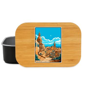 Valletta Malta Vintage-Reiseplakat Cityscape WPA - Lunch Box - Schwarz - Vorne