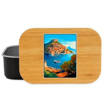 Monemvasia Griechenland Vintage-Reiseplakat Stadtbild - Lunch Box - Schwarz - Vorne