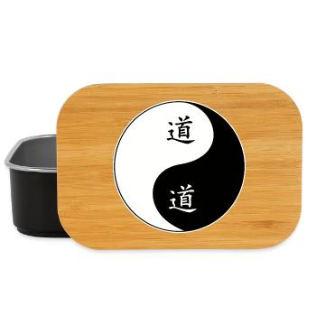 Symbole Yin Yang avec des caractères chinois - Boîte à goûter - noir - Devant