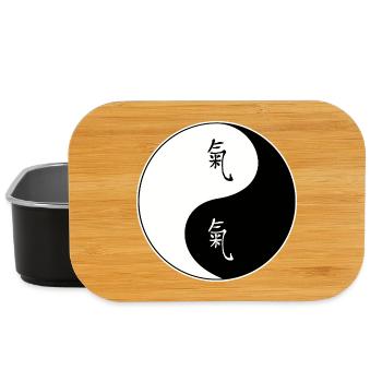 Symbole Yin Yang avec des caractères chinois - Boîte à goûter - noir - Devant