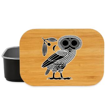 Owl of Athena [Black + Wreath & Crescent] - Lunch Box - black - Front