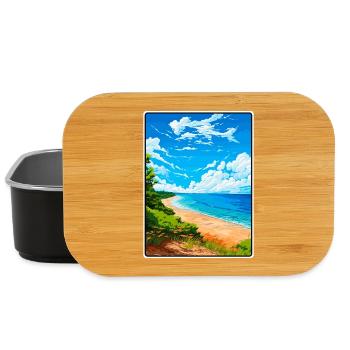 Lake Michigan USA Vintage-Reiseplakat Stadtlandschaft - Lunch Box - Schwarz - Vorne