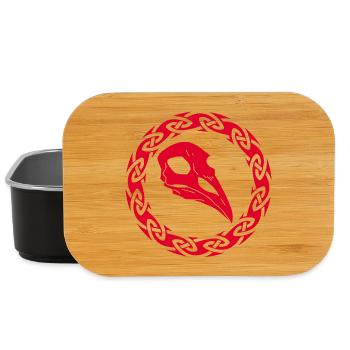 Crâne de corbeau viking rouge - Boîte à goûter - noir - Devant
