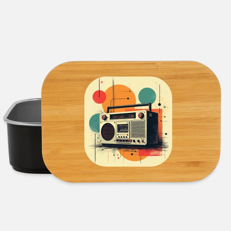 Retro Ghetto Blaster T Shirt - Lunch Box - Schwarz