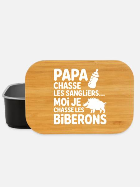 Body bébé drôle – Papa chasse, moi aussi ! - Boîte à goûter - noir