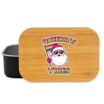 Queermas Vibes – Santa mit Regenbogenflagge - Lunch Box - Schwarz - Vorne