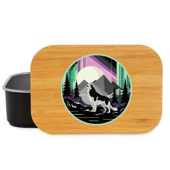 Siberian Husky with Northern Lights - Lunch Box - black - Front