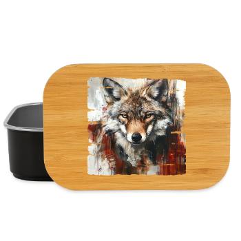 Ausdrucksstarker Wolfporträt Kunstdesign - Lunch Box - Schwarz - Vorne