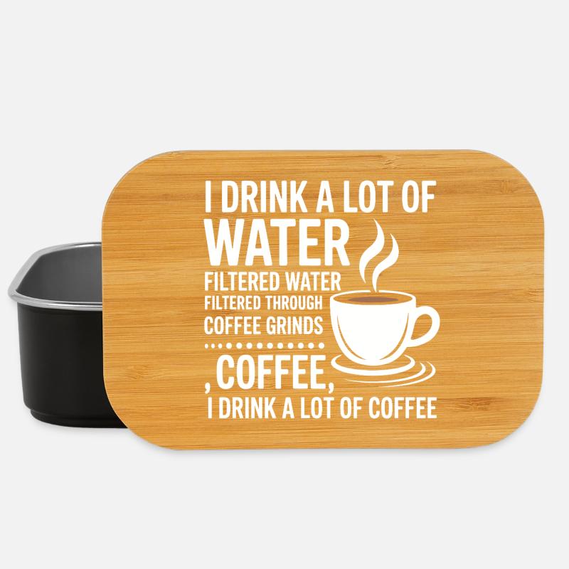 Je bois beaucoup d’eau Drôle de buveur de café - Boîte à goûter - noir