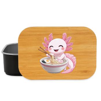 Kawaii Anime Axolotl Ramen Noodles - Lunch Box - black - Front