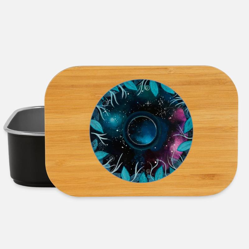 Motif de couronne de feuilles galactiques - Boîte à goûter - noir