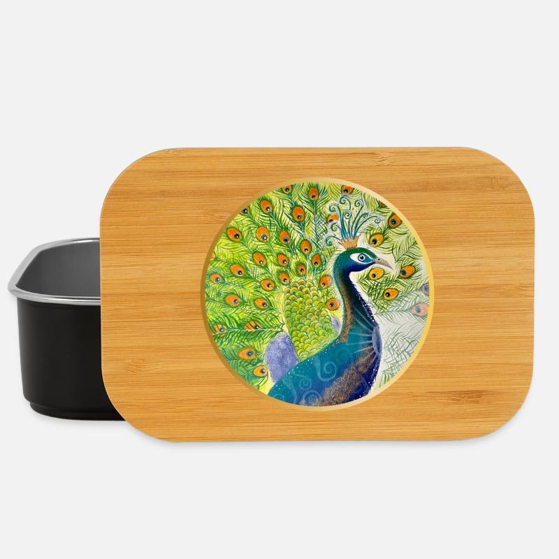 Prächtiger Pfau mit Krone - Lunch Box - Schwarz
