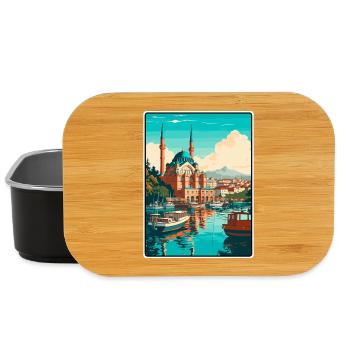 Istanbul Turkey Harbour Mosaic Travel Poster - Lunch Box - black - Front
