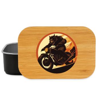 loup-garou moto flamme cercle - Boîte à goûter - noir - Devant