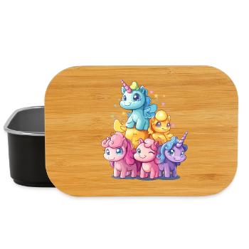 Pastel Unicorn Stacking Spell Unicorn Family - Lunch Box - black - Front