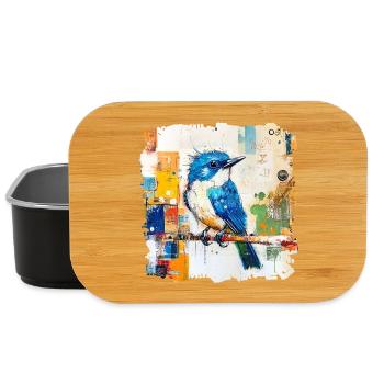 Blauer Vogel im Farbblock-Abstract - Lunch Box - Schwarz - Vorne