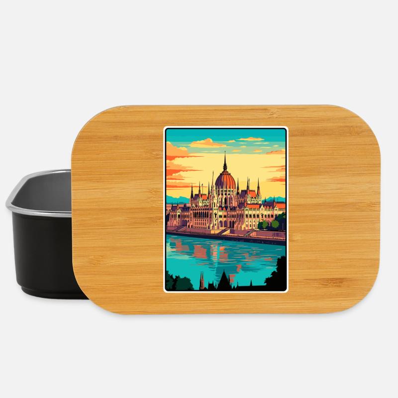 Budapest Ungarn Parlament Vintage Reiseposter - Lunch Box - Schwarz