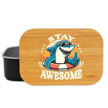 Stay Awesome Shark Cartoon Summer Motif - Lunch Box - black - Front