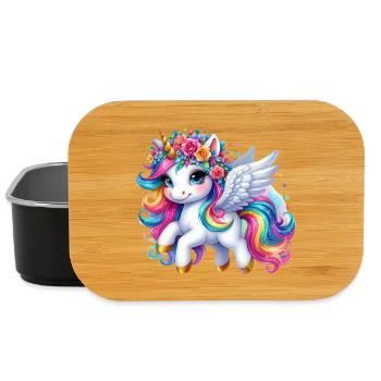 Regenbogen geflügelte Einhornkrone - Lunch Box - Schwarz - Vorne