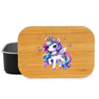 Regenbogenblüte Einhorn Flügel - Lunch Box - Schwarz - Vorne