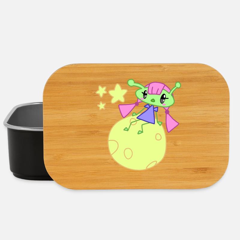 Alien on moon with stars - Lunch Box - black