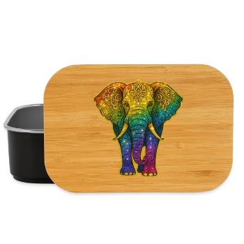 Regenbogen Elefant mit Goldmuster - Lunch Box - Schwarz - Vorne