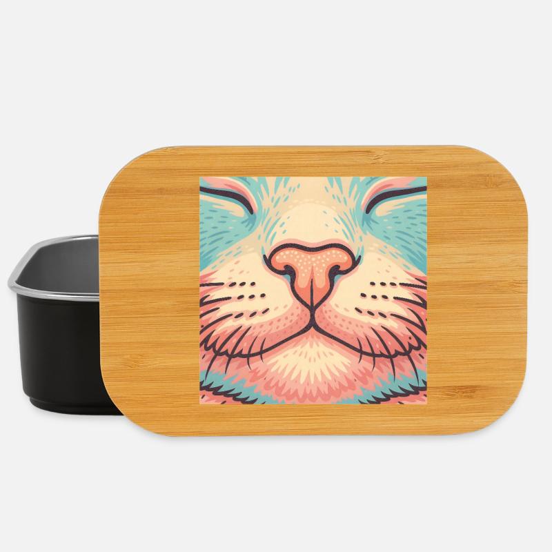 Retro Katzennase – Bunte Schnurrhaare Illustration - Lunch Box - Schwarz