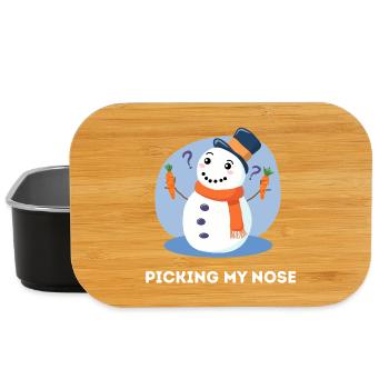 In der Nase bohren – Lustiges Schneemann-Wortspiel - Lunch Box - Schwarz - Vorne