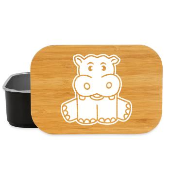 Baby Hippo Nilpferd Tier Cartoon Geschenk Kinder - Lunch Box - Schwarz - Vorne