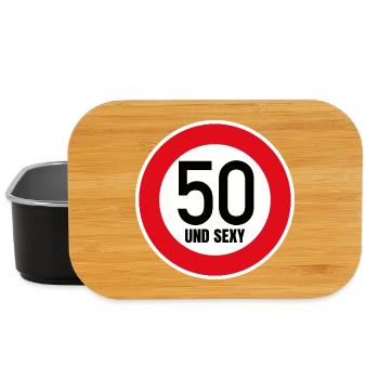 50th Birthday Sexy Shield Tempo 50 and Sexy 50 - Lunch Box - black - Front
