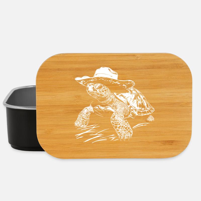 Schildkröte Cowboy Hut Western - Lunch Box - Schwarz