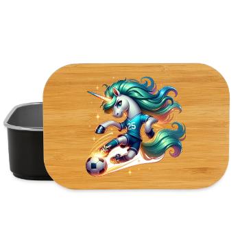 Einhorn Fussball Spielerin 25 Magischer Kick - Lunch Box - Schwarz - Vorne