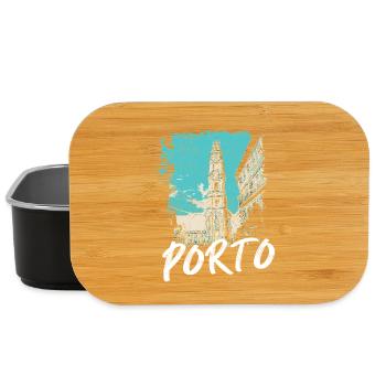 Tour of the Clérigos Porto art illustration - Lunch Box - black - Front