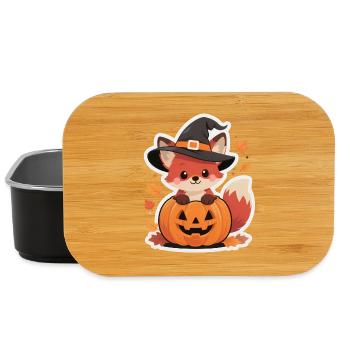 Süßer Halloween Fuchs Im Kürbis Mit Hexenhut  - Lunch Box - Schwarz - Vorne
