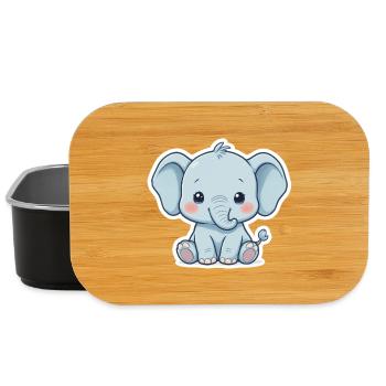 Autocollant éléphant bébé bleu - Boîte à goûter - noir - Devant