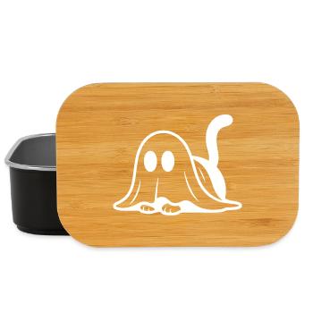 Cat dressed as a ghost – cute Halloween motif - Lunch Box - black - Front