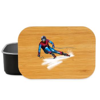 Bunter Skifahrer in Action - Lunch Box - Schwarz - Vorne