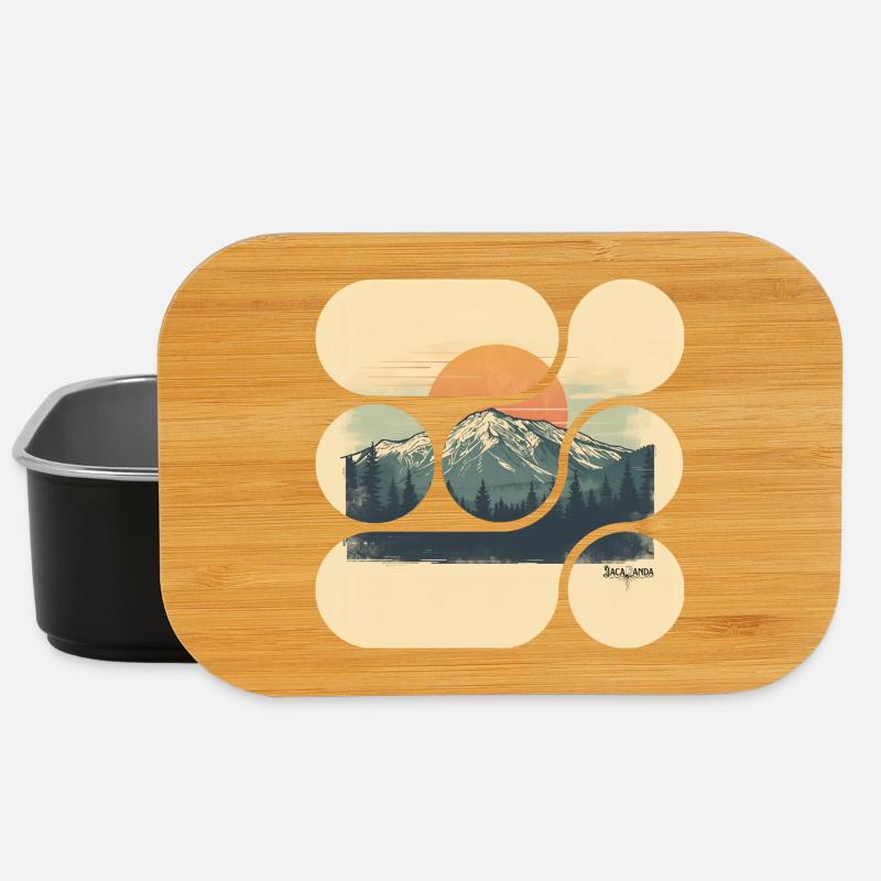 Jacaranda Retro Berglandschaft - Lunch Box - Schwarz